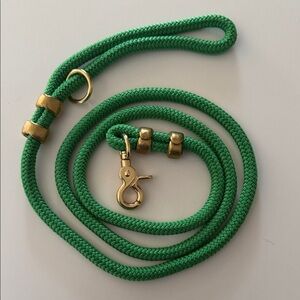 The Foggy Dog Green Rope Leash with Gold Accents